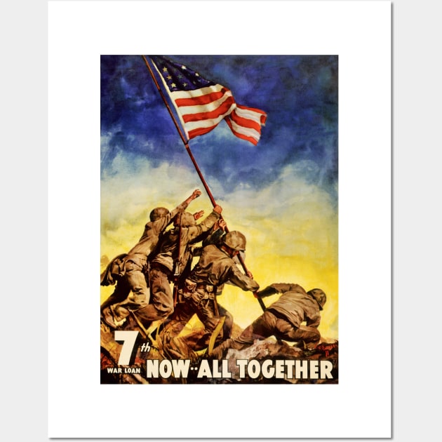 Vintage USA War Poster 7th War Loan Now All Together Wall Art by vintagetreasure